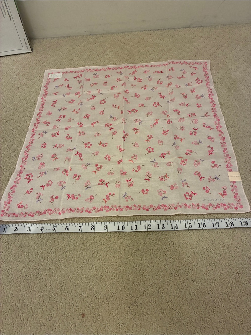 Jill Stuart Vintage Pink Cherry Blossom Glitter Cotton Handkerchief NWT Japan👝 - Picture 5 of 6